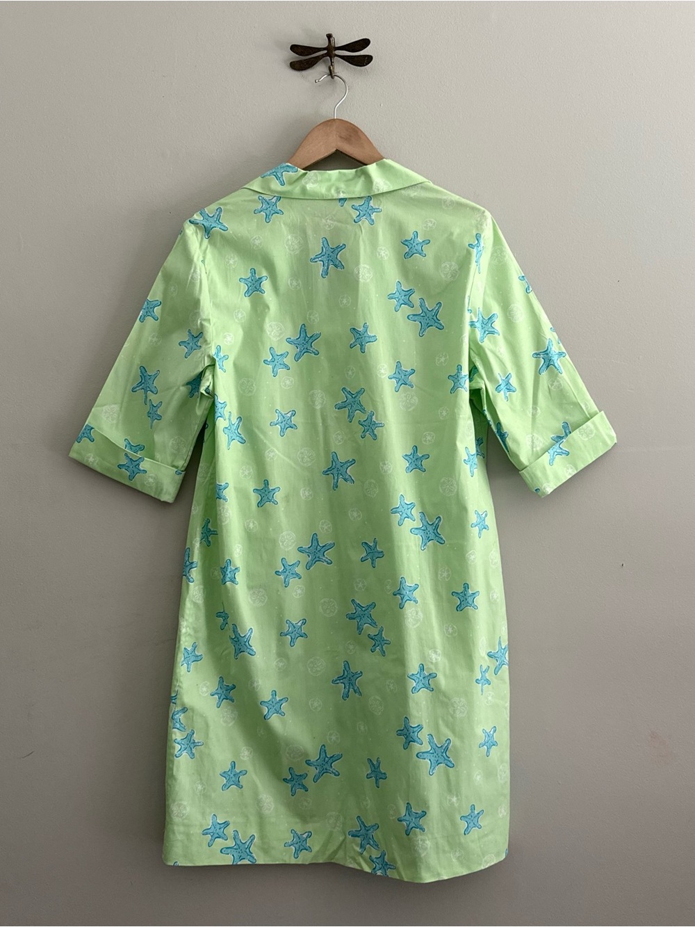 Lilly Pulitzer Vintage White Label Light Green Starfish Button-Up Shirt Dress - Picture 5 of 6